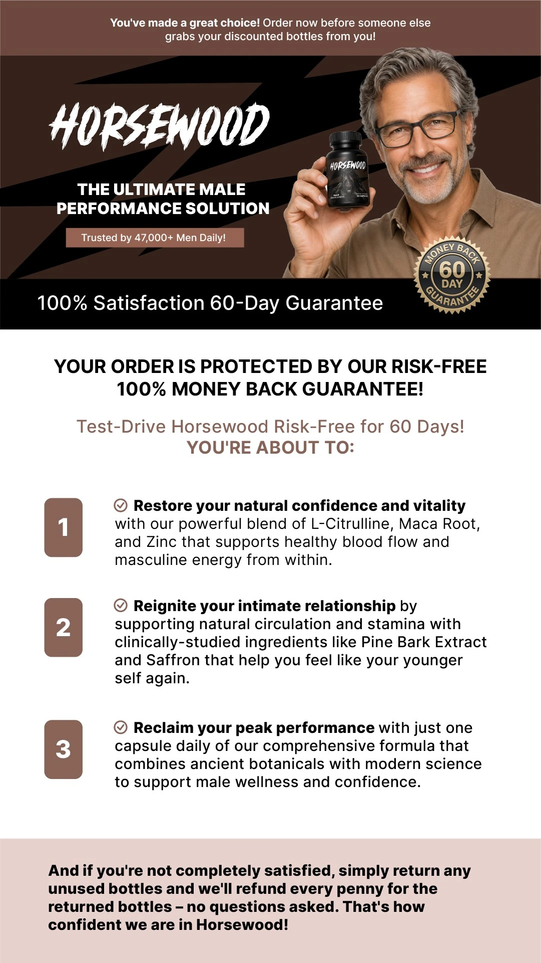 HorseWood Natural Male Performance Supplement Bottle